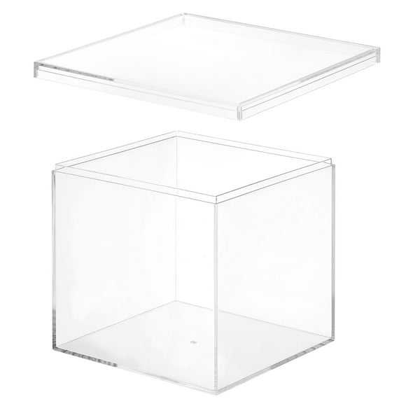 Uxcell Acrylic Box with Lid, Clear Acrylic Display Boxes Plastic Square Cube Containers Storage Organizer 5.91"x5.91"x5.91"
