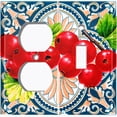 thumbnail image 4 of Metal Light Switch Plate Cover Cranberry Fruit Leaf Mosaic Tile Pattern FUT004, 4 of 13