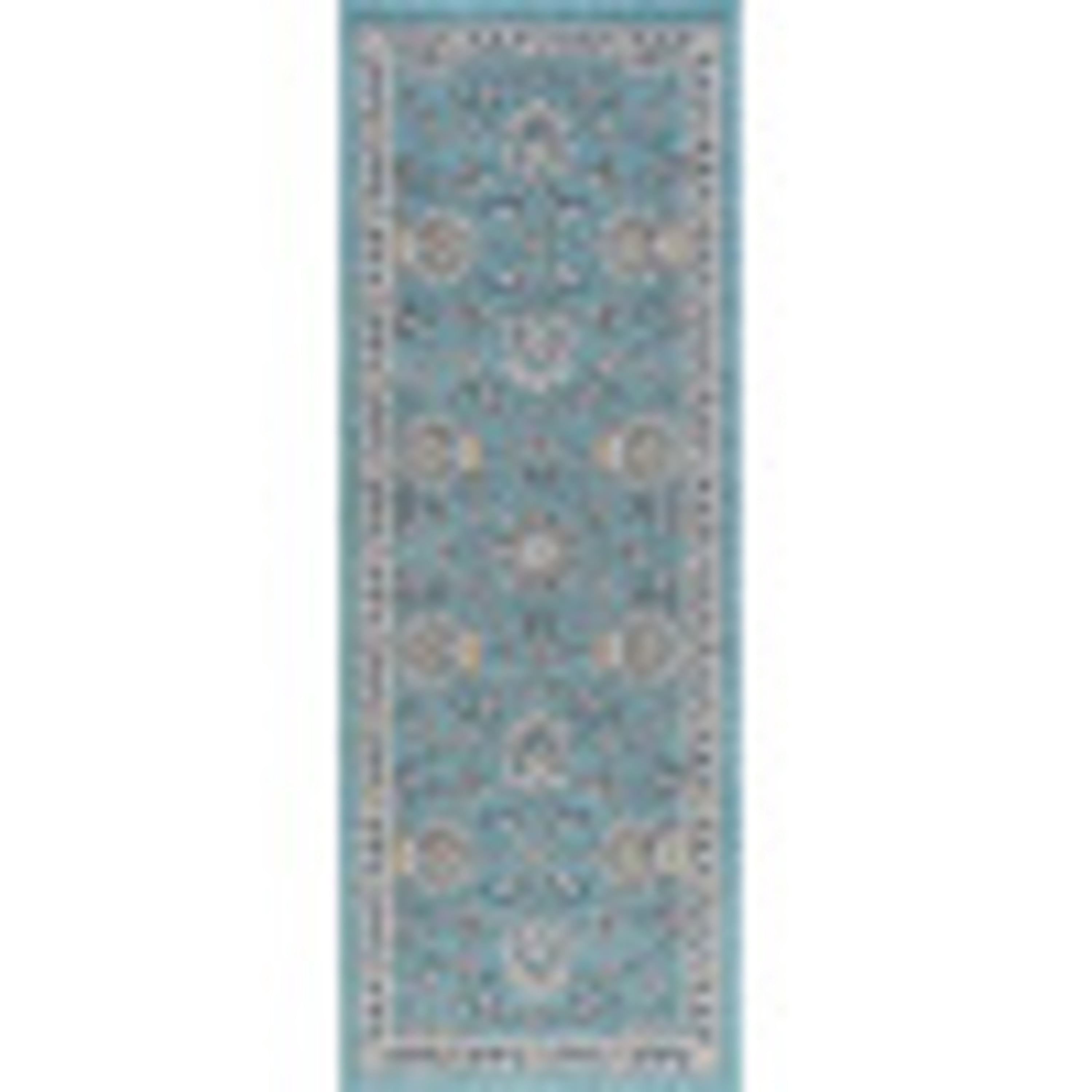 Traditional 2x8 Area Rug (2'7'' x 7'3'') Oriental Aqua, Gray Indoor Runner Easy to Clean