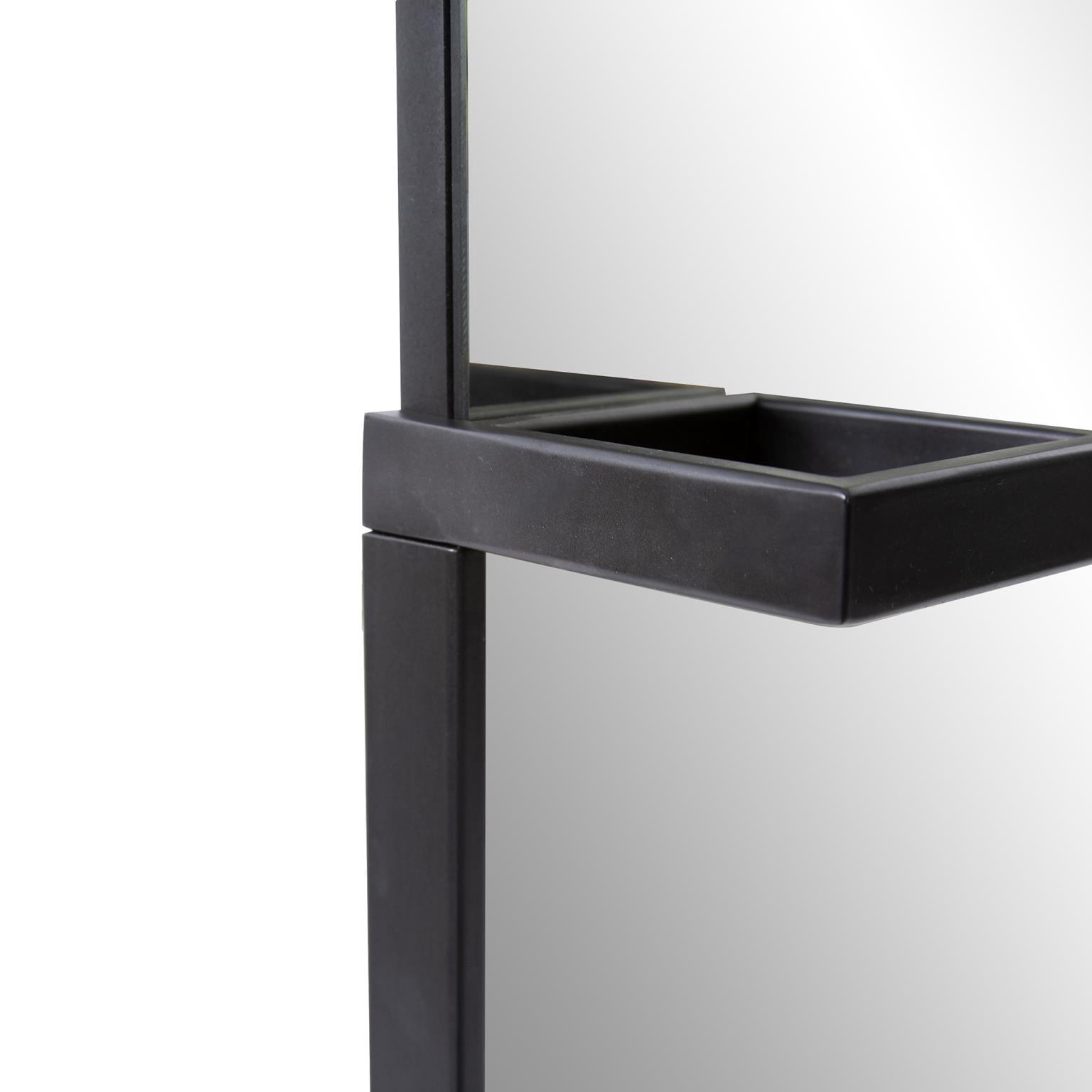 Tyler Dillon Full Length Black Metal Framed Mirror with Tray Holder