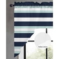 thumbnail image 2 of Aqua Navy Blue Striped Swag Valances for Windows, Small Curtains Drapes, Modern Abstract Lines Geometric Kitchen Window Curtains Over Sink Window Treatment Valance for Bedroom/Bathroom 56"x36", 2 of 5