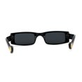 thumbnail image 2 of Womens Thin Narrow Rectangular Mod Sunglasses All Black, 2 of 4
