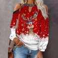 thumbnail image 2 of Camisas Navideñas Para Mujer, Camisetas de Manga Larga, Estampado de Otoño, Farol Erógeno, Jersey Sin Tirantes, Blusa Con Hombros Descubiertos Odeerbi ODB207783, 2 of 4
