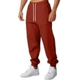 thumbnail image 2 of Dresfit Baggy Joggers for Men Cuffed Cotton Sweatpants Fall Solid Straight Leg Drawstring Yoga Sweat Pants Fleece Loose Fit Thicken Thermal Trousesrs Vermilion XL, 2 of 8
