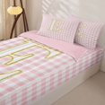 thumbnail image 3 of Castle Fairy Plaid Gold Letter E Zipper Twin Comforter Sets with Fitted Sheet and 2 Pillowcases for Girls,Minimalist Geometric Grid Zipper Bedding Set,4-Piece,Reversible, 3 of 6