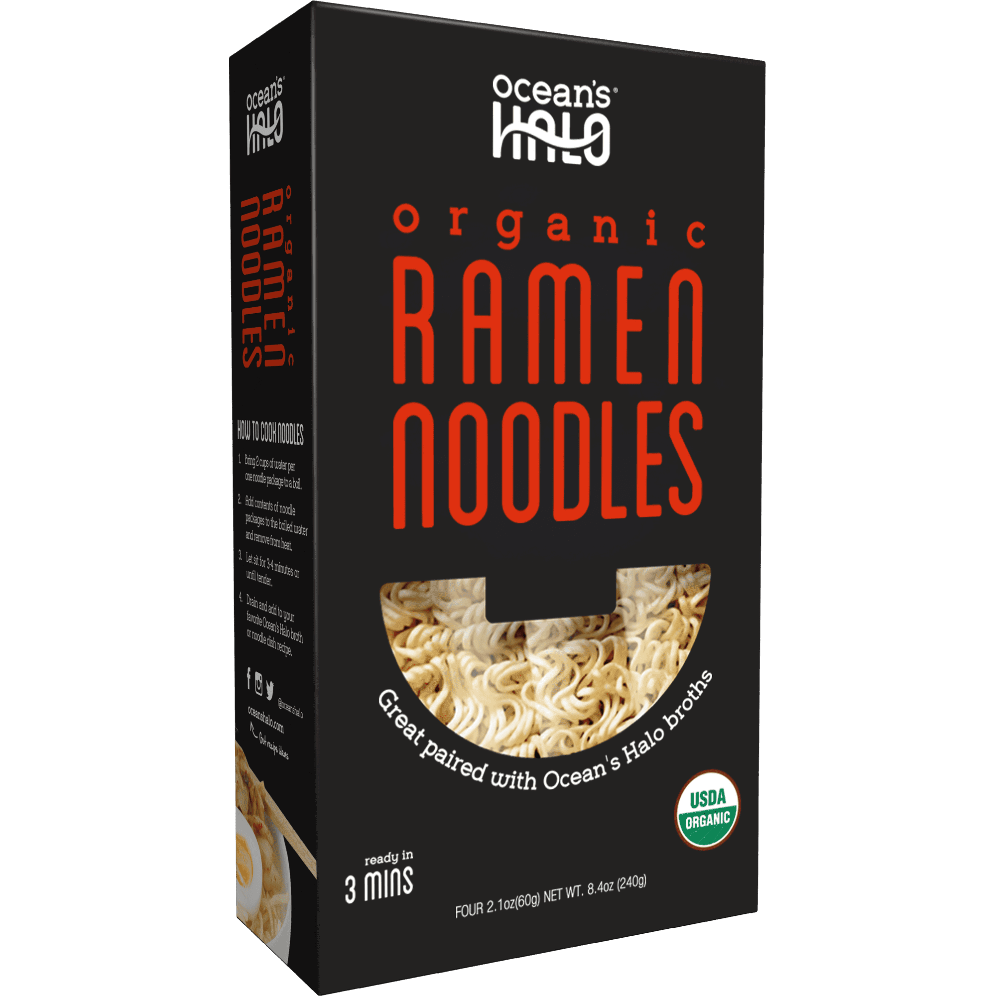 Ocean's Halo, Organic Ramen Noodles, Vegan, USDA Organic, Fast and Easy, 8.4 oz
