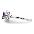 thumbnail image 3 of 925 Sterling Silver Amethyst Diamond Ring Birthstone February Gemstone, 3 of 9