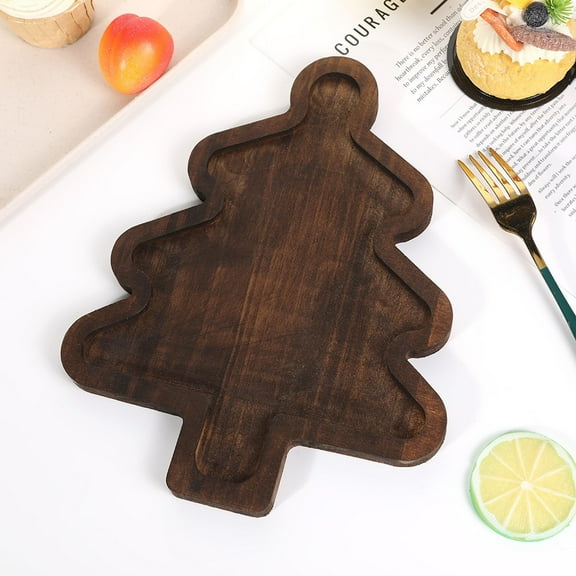 Amacok Christmas Platter 11 Inch Christmas Cutting Board Wooden Serving Trays Wood Charcuterie Board Tray Snack Dessert Candy Dish Plate for Kitchen Gifts
