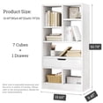 thumbnail image 5 of IOTXY Wooden Open Display Bookcase - 51" Height 7 Cubes Freestanding Storage Bookshelf with Drawer, Warm White, 5 of 6