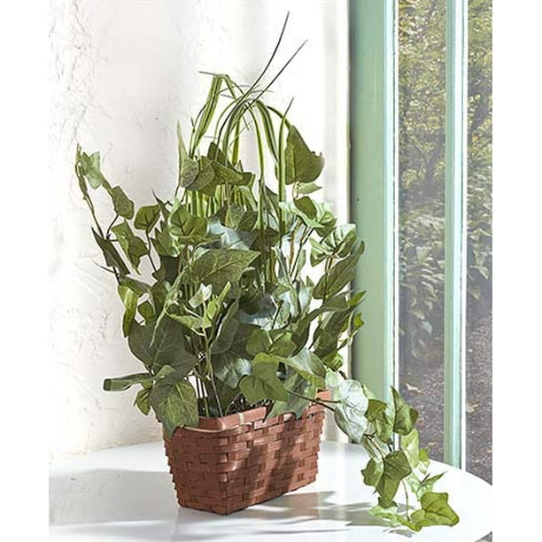 Faux House Plants in Basket Ivy Blend
