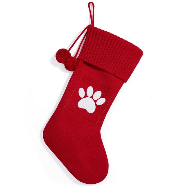 Bas de Noël Tricoté avec Lettre de l'Alphabet Personnalisée Initiale de l'Alphabet de Noël Empreinte Rouge