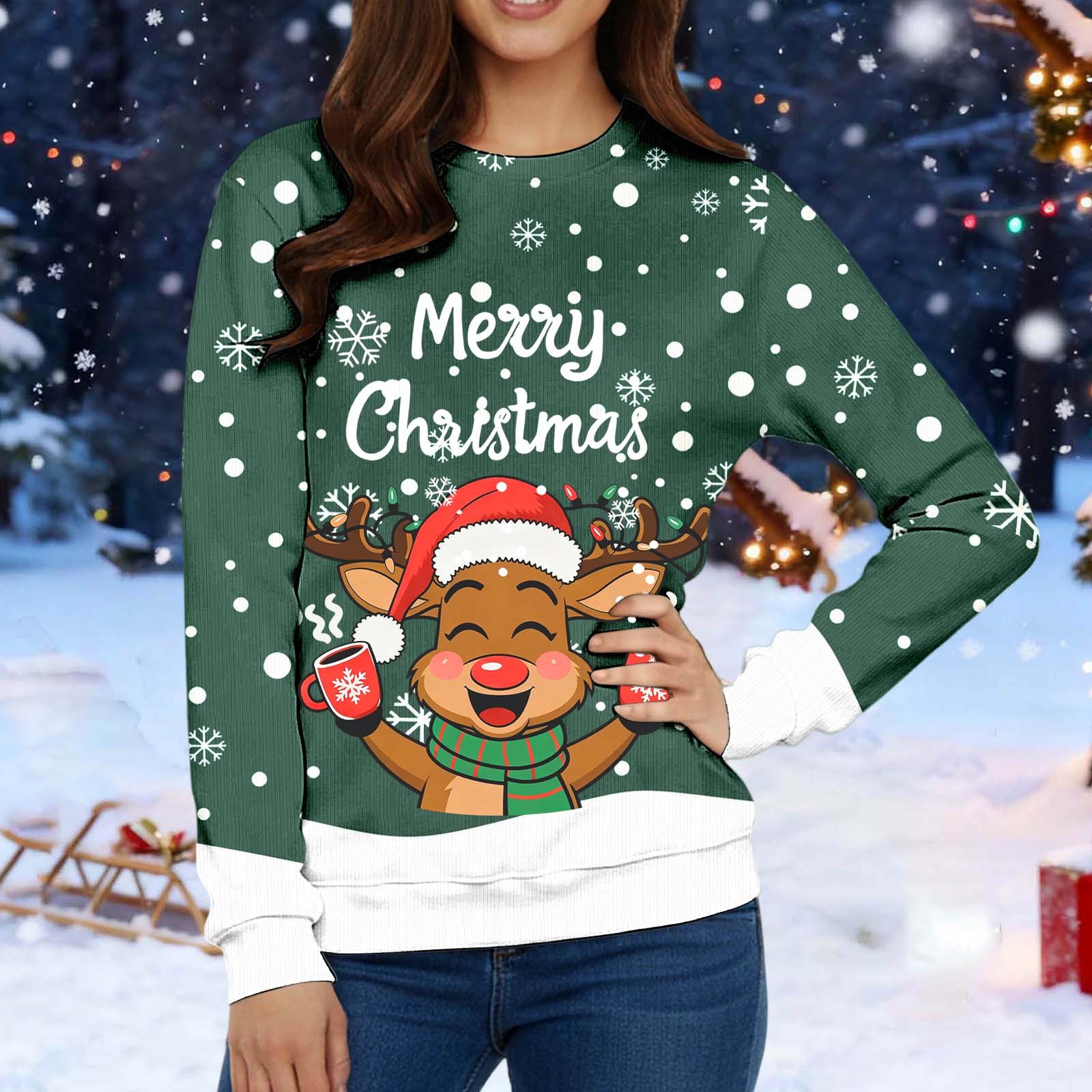 Christmas Sweater Men Sweaters Funny Sweatshirt Knit Plus Size Big and Tall Holiday Vacation Elf Adult Sweatshirts