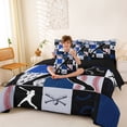 thumbnail image 3 of Castle Fairy Sport Baseball Collage Twin Bedding 7-Piece, Geometric Plaid Bedding Comforter Set, Navy Red Black,Black Reversible, 3 of 7