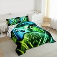thumbnail image 3 of jejeloiu Gaming Bedding Comforter Set,Green Blue Gamepad Controller Twin Comforter Sets,Modern Video Game Bedding Set For Boy,Microfiber Room Decor Reversible,2 Pieces, 3 of 8