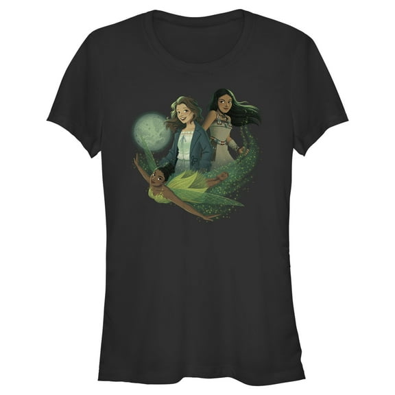 Junior's Peter Pan & Wendy Girls Animated  Graphic Tee Black 2X Large