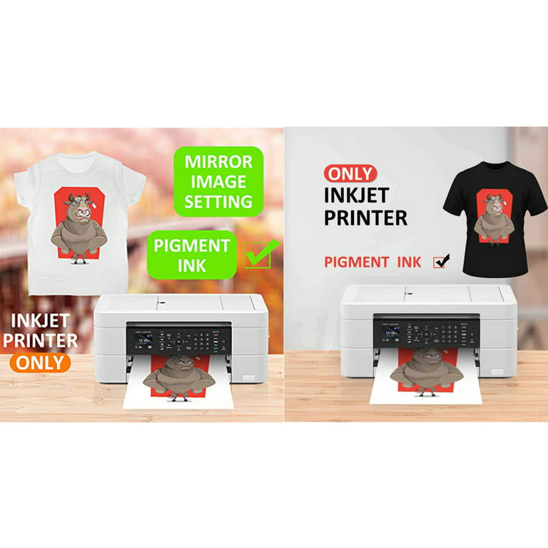 Transfer Master 20 Sheets Printable Heat Transfer Paper Iron-On Transfers Paper for Dark + Light Fabric T-shirts 8.5 inch x 11 inch Inkjet + Laser