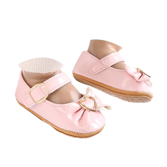 WUANDIXFA Baby Girls Mary Jane Flats, Non Slip Soft Sole, PU Leather Bowknot Dress Shoes, Toddler First Walker, 0-18 Months (Pink, 3)