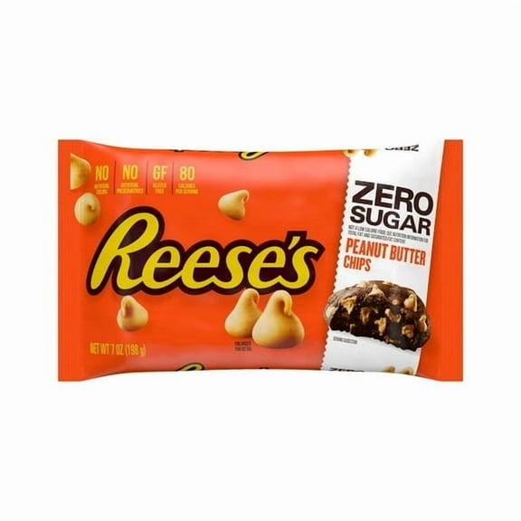 Reese's Zero Sugar Peanut Butter Baking Chips, Bag 7 oz pack of 1