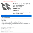 thumbnail image 2 of Front Brake Pad Set - Compatible with 1997 - 2006 Jaguar XK8 1998 1999 2000 2001 2002 2003 2004 2005, 2 of 2