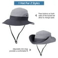 thumbnail image 3 of IC ICLOVER Women Summer Sun Hat Wide Brim Outdoor UV Protection Hat Foldable Ponytail Bucket Cap for Beach Travel Hiking Gardening with Adjustable Chin Strap, Gray, 3 of 8