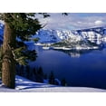 thumbnail image 2 of Flaherty, Dennis 24x19 White Modern Wood Framed Museum Art Print Titled - OR, Crater Lake NP View of snowy lake and island, 2 of 4