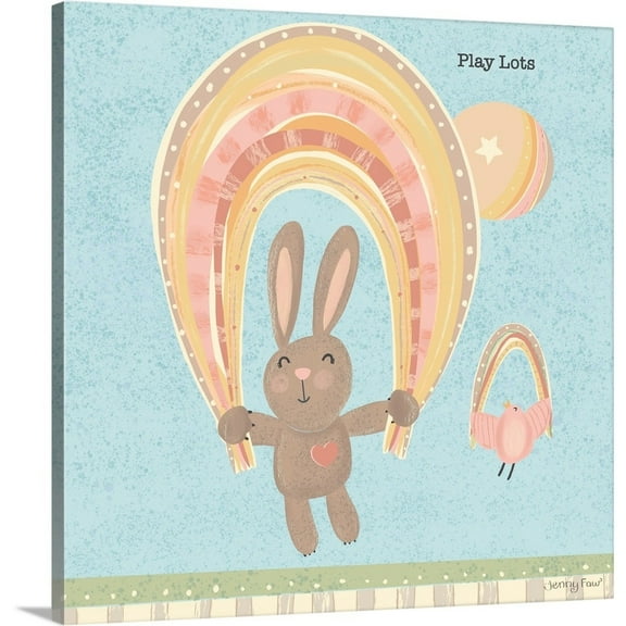 Great Big Canvas "Rainbow Rabbit"  by Jenny Faw Black    Wrapped Canvas Print Wall Artwork