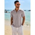 thumbnail image 4 of COOFANDY Men's Casual Henley T-Shirt Short Sleeve Summer Beach Linen Hippie Top, 4 of 6