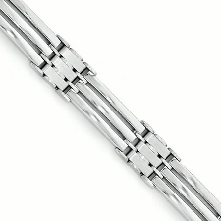 Brushed Mens Link Bracelet - Leslies 14k White Gold Polished Brushed Link Mens Bracelet LF401