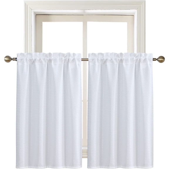 White Water Resistant Bathroom Window Curtains,28WX45L Inch