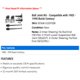 thumbnail image 2 of Ball Joint Kit - Compatible with 1982 - 1990 Buick Century 1983 1984 1985 1986 1987 1988 1989, 2 of 2