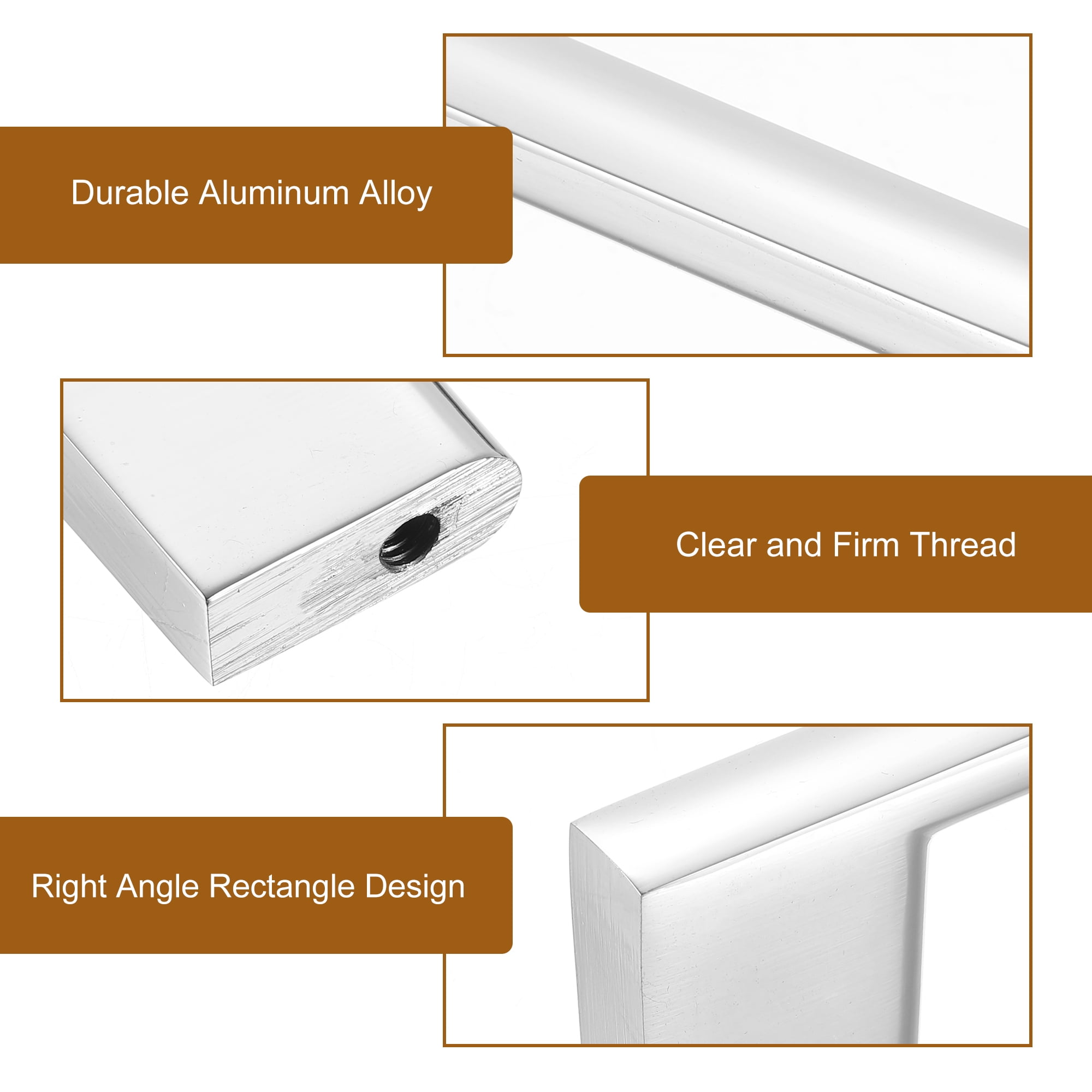 Drawer Pulls, 6Pcs 6" - Aluminum Alloy Kitchen Cabinet Handles, Rectangle Furniture Hardware Solid Handles for Wardrobe Cupboard (Chrome)