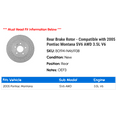thumbnail image 2 of Rear Brake Rotor - Compatible with 2005 Pontiac Montana SV6 AWD 3.5L V6, 2 of 2