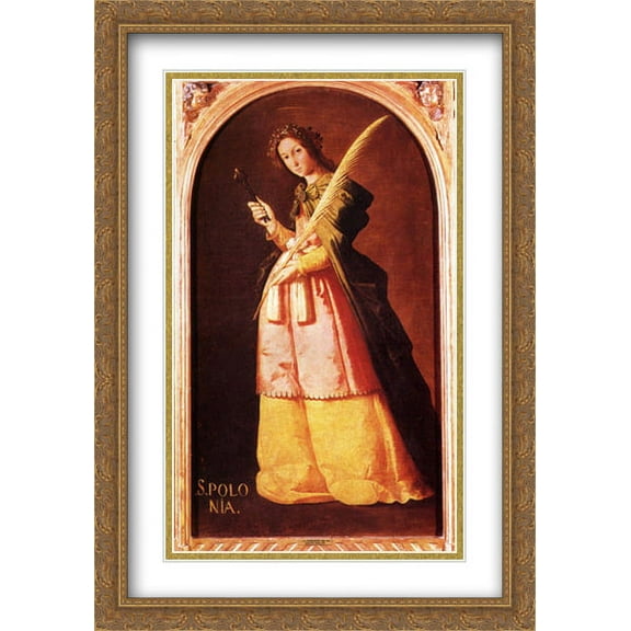 St. Apollonia 2x Matted 28x40 Large Gold Ornate Framed Art Print by Zurbaran, Francisco de