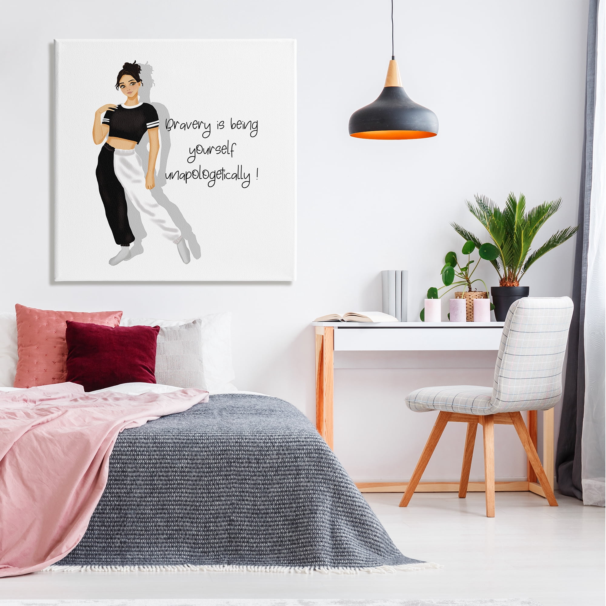 Stupell Industries Bravery is Being Yourself Inspirational Painting Gallery Wrapped Canvas Art Print Wall Art, 36 x 36