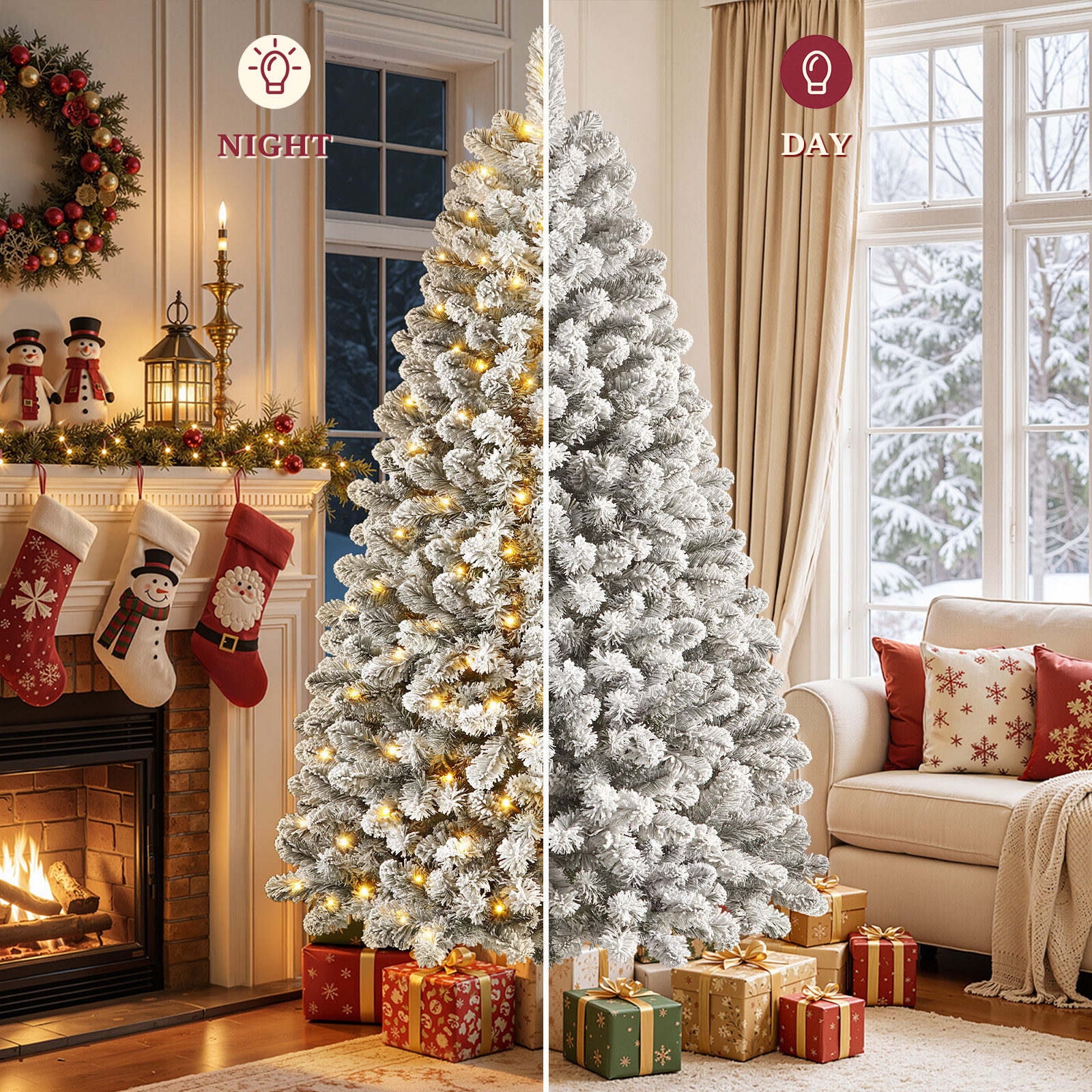 Lolsea 4.5' Pre-Lit Snow Flocked Artificial Christmas Tree photo 6