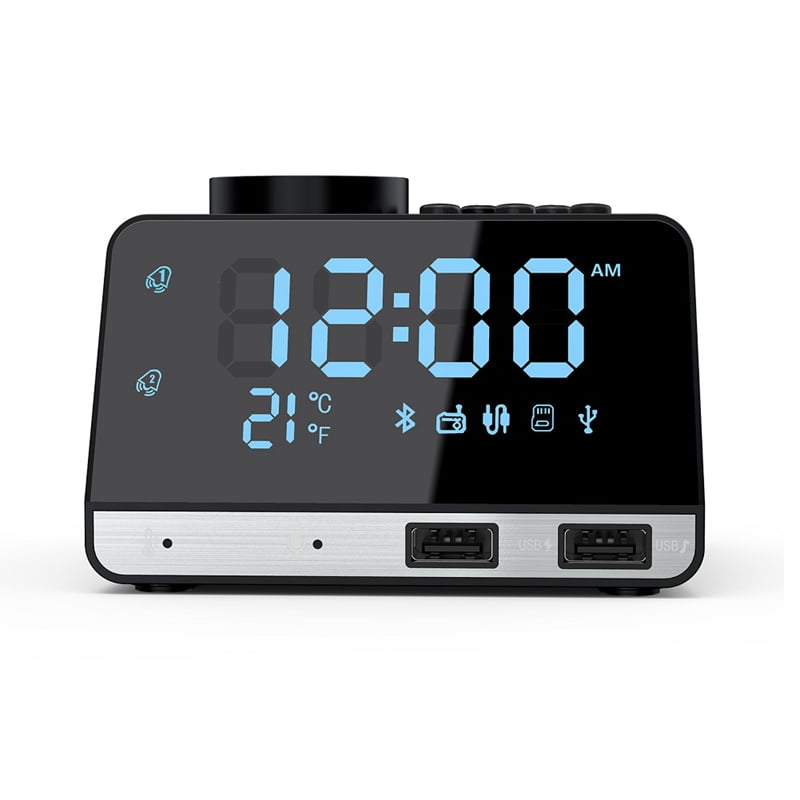 USB Charging Port Dreamsky Digital Alarm Clock Radio with FM Radio Large 1.8” 