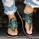 thumbnail image 1 of Zapatos de girasol con punta de clip de verano para mujer Sandalias planas cómodas con cremallera Sandalias de playa informales Wmkox8yii nm4916, 1 of 4