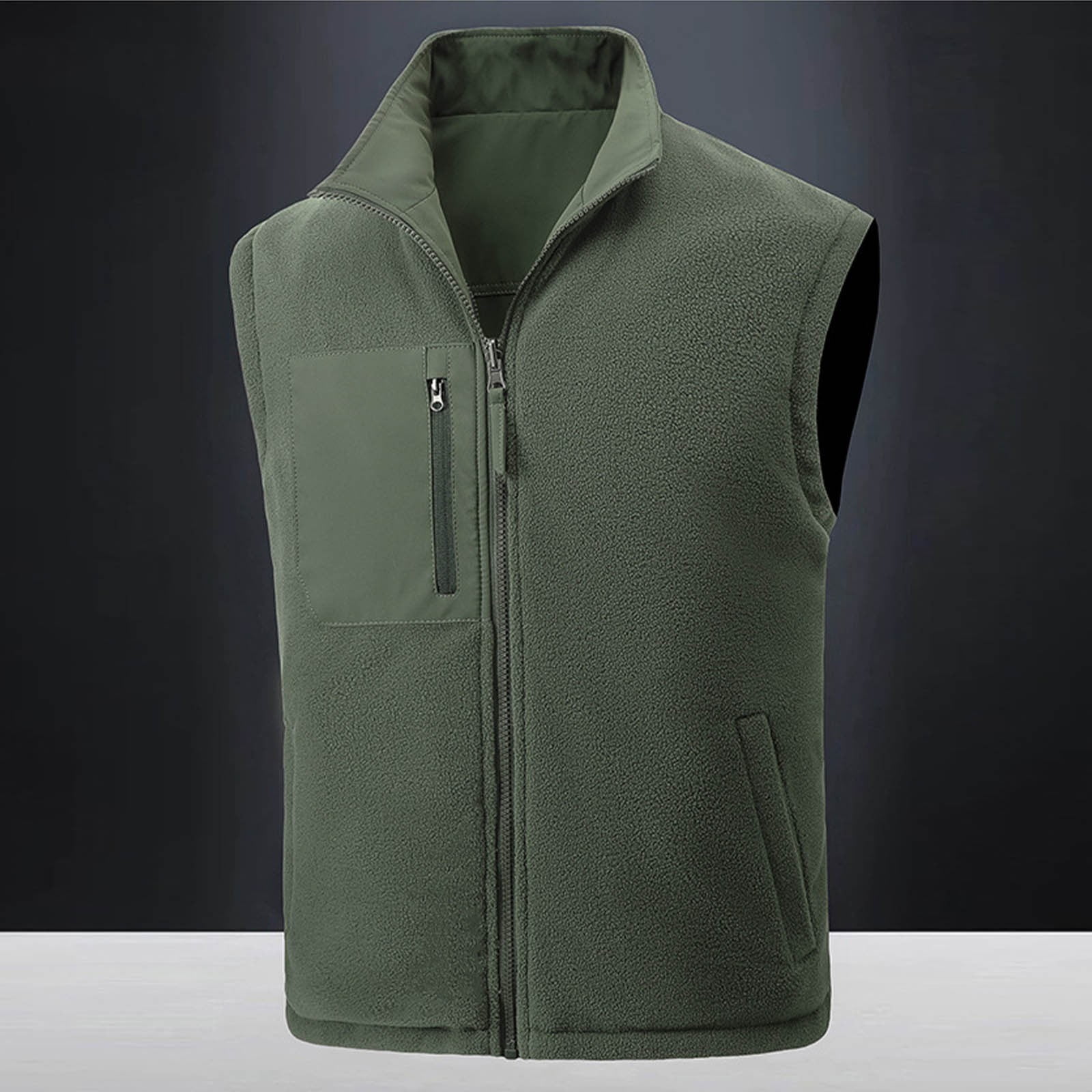 Zedker Men's Outdoor Vests Casual Full-Zip Lightweight Sleeveless Waistshirts Work Photo Travel Vest for Golf Running Army Green XXXXXL