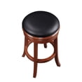 thumbnail image 5 of Sabi 30 inch Swivel Counter Stool Solid Wood Faux Leather Brown Black - Saltoro Sherpi, 5 of 5