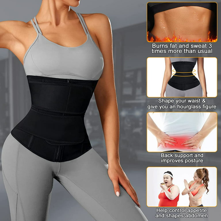 Gotoly Neoprene Sweat Waist Trainer Trimmer Belt for Women Workout Sports  Girdle Tummy Control Body Shaper Slim Belly Band(Black Large)