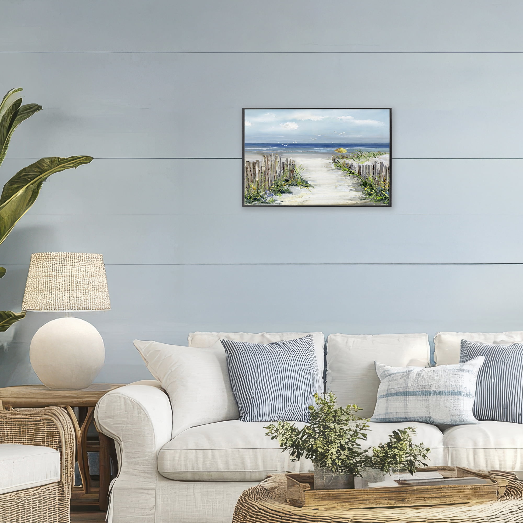Stupell Industries Sunlit Dune Path To Ocean Black Framed Giclee Art, design by Sally Swatland