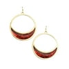 Jewel Toned Accent Circle Drop Dangle Earrings, Red, 1-3/4-Inch