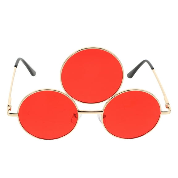 WEUVEB Red Metal Round Sunglasses for Party, Themed Events, Costume Accessories, Fun Decor and Outdoor Use
