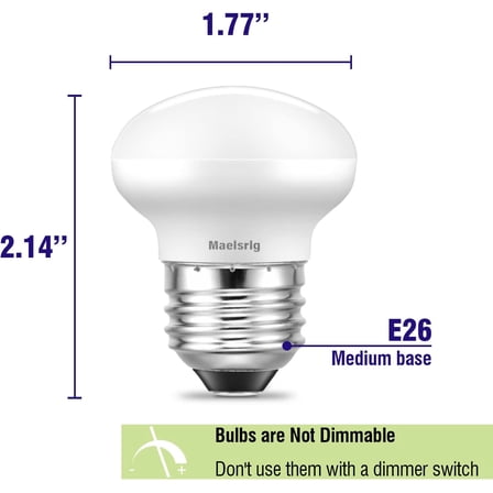 JINYUN-R14 LED Bulb 4W(40W Equivalent) Mini Reflector Flood Light Bulbs 5000K Daylight, Curio Cabinet Light Bulb, Non-Dimmable, E26 Base Short Light Bulbs, 4-Pack