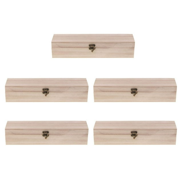GUOOL 5Pack Wooden Storage Box Unpainted Keepsake Memory Decoupage Craft DIY Arts