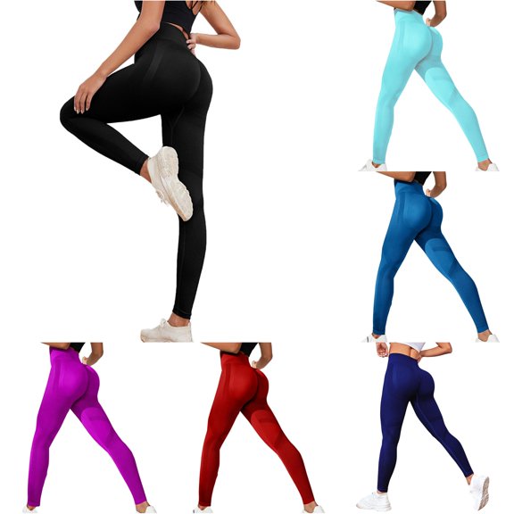 Rggeeun Yoga Pants Women Stretchy High Waisted Athletic Tight for Summer Solid Color with Fitness Cycling and Seamless Leggings Everyday Wear Fashion Bottoms,Black,M