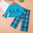 thumbnail image 6 of TOWED22 Toddler Baby Girl Clothes Cute Print Infant Long Sleeve Sweathsirt Fall Winter Outfits Kids Pullover Pants Set,Blue,4-5 Y, 6 of 9