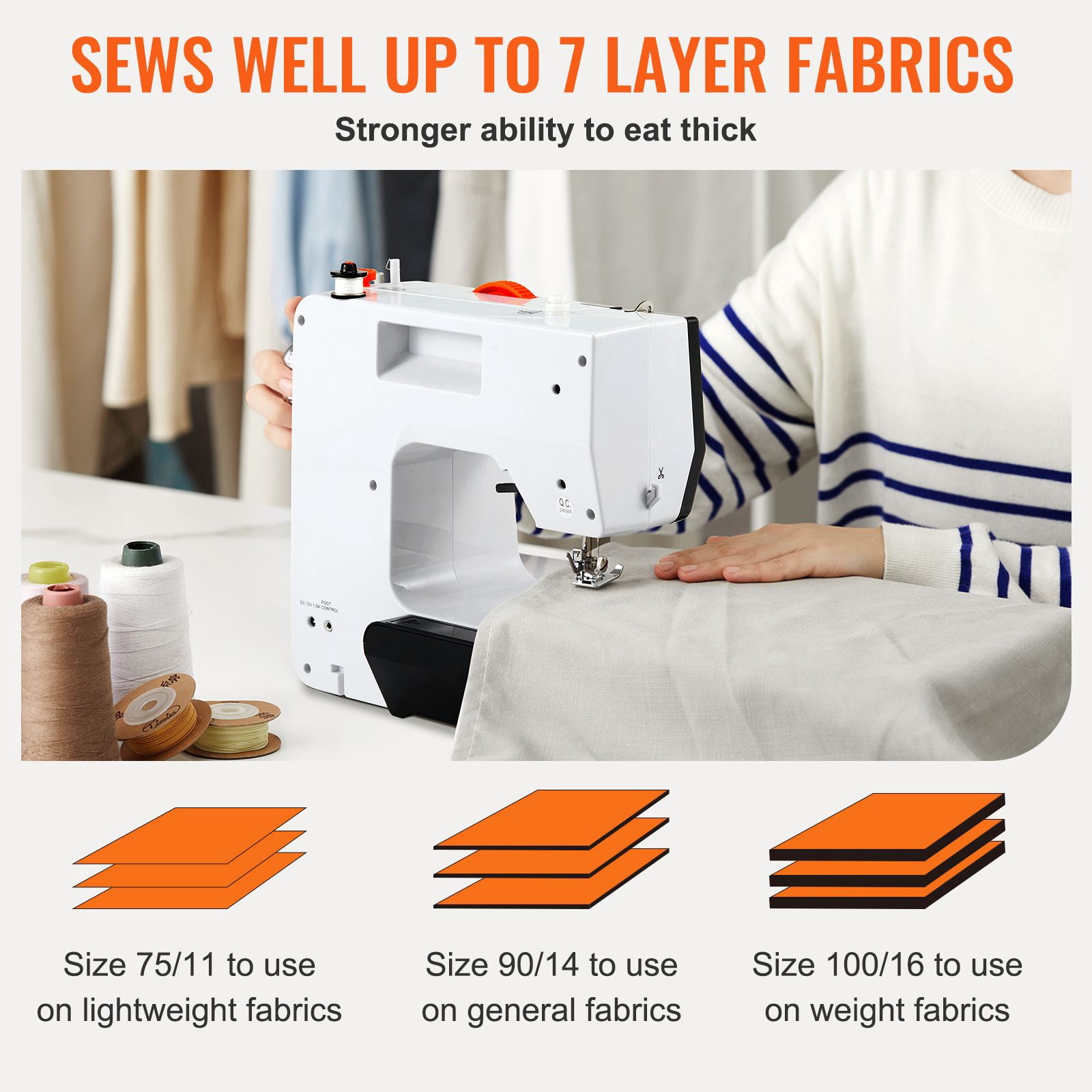 Sewing Machine, Portable Sewing Machine for Beginners with 38 Built-in Stitches & Reverse Sewing, Dual Speed Sewing Machine with Extension Table Foot Pedal, Accessory Kit Family Home Travel
