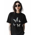 thumbnail image 2 of Women's T-Shirts, Retro Butterfly Beautiful Butterflies Cotton Crewneck Tee Short Sleeve Casual Tops Loose Graphic T-Shirt Black, XS, 2 of 7
