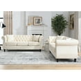 thumbnail image 2 of 3 Seater Chesterfield Sofa Set of 2 with 4 Pillows, Classic Velvet Upholstered Tufted Couch with Rolled Arms and Nailhead, Leisure Sofa Couch for Living Room, Bedroom, Office, Apartment, Beige, 2 of 9